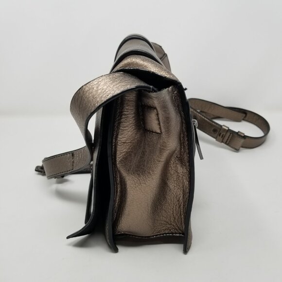 VIA SPIGA Bronze Metallic Leather Crossbody Bag w/ Adjustable Strap - Picture 3 of 16
